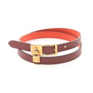 HERMES Lucky Belt Clothing Leather Women's Bordeaux Red